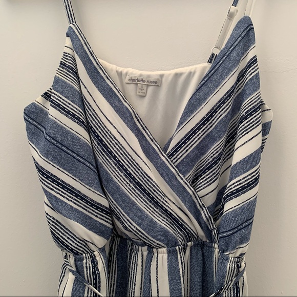 Charlotte Russe White and Blue Striped Jumpsuit - Picture 2 of 12